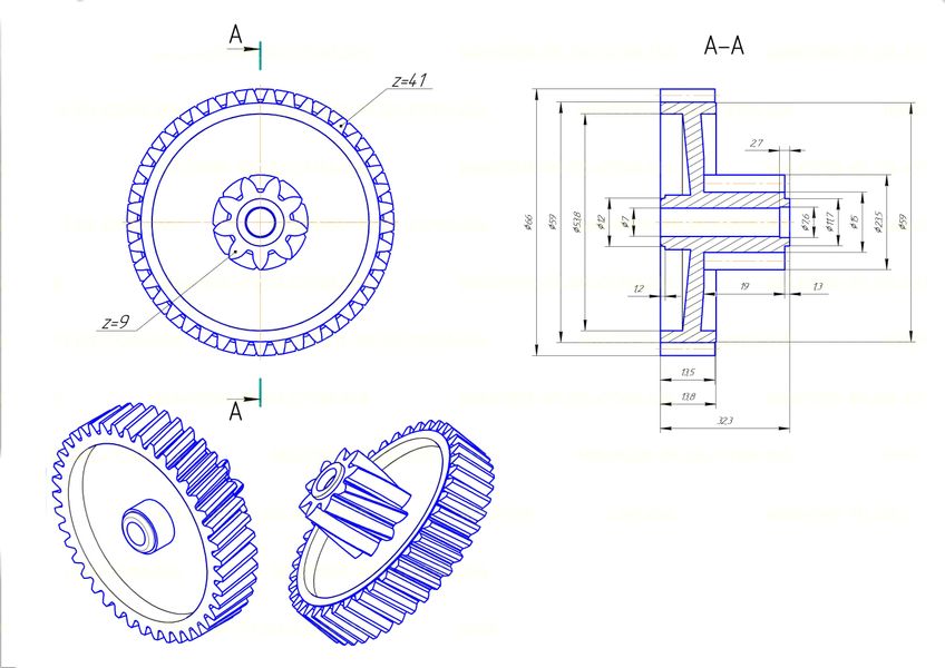 Шестерня середня для м'ясорубки Zelmer 187.0004, Bosch 00793636 2027 фото